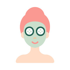 Woman with Cucumber Face Mask Illustration