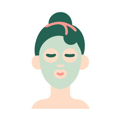 Woman Applying Face Mask Illustration