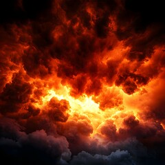 Fiery Orange and Red Storm Clouds
