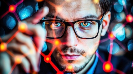 Innovative data analysis techniques modern office digital art tech environment close-up visualization concept