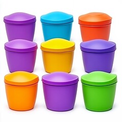 Colorful Plastic Containers with Lids A Versatile Storage Set, Generative AI.