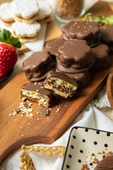 Chocolate alfajores stuffed biscuits argentinian peruvian sweet dessert food
