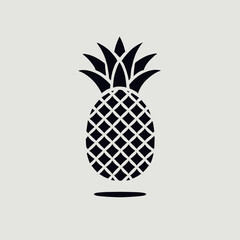 Obraz premium Pineapple Cocktail Silhouette in black on a white background