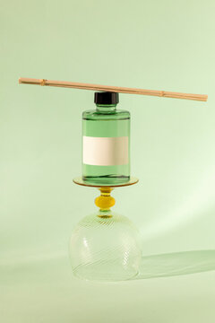 Elegant glass container mockup for fragrance oil display