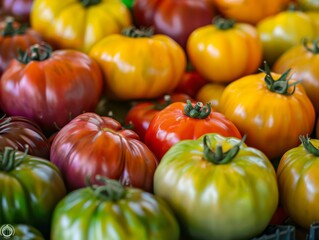 A Vibrant Display of Diverse Tomato Varieties in Natural Light