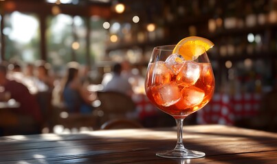 refreshing Aperol Spritz in a large balloon glass, Generative AI