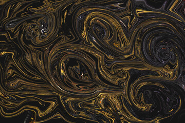 Glitter gold paint marbled swirl patterns