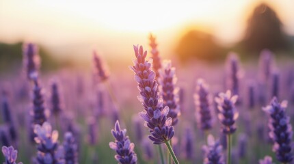 A close-up shot of a lavender field