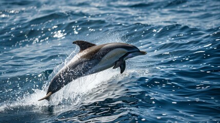 Dolphin Joyfully Leaping in Sparkling Ocean Waters