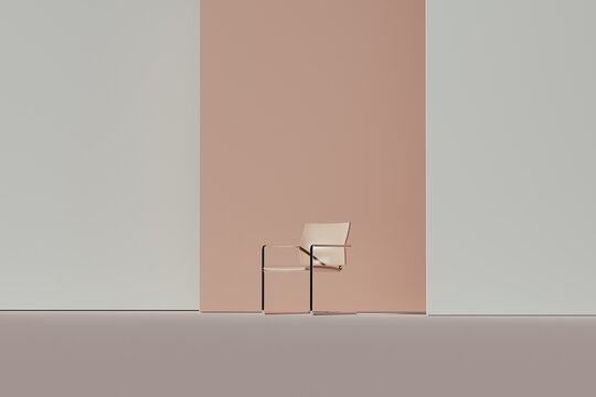 Isolated chair in a tranquil daylight space with mocha mousse tones