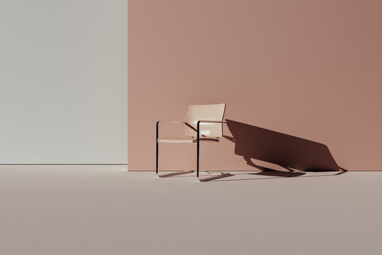 Isolated chair in a tranquil daylight space with mocha mousse tones