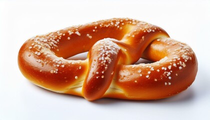 Fresh pretzel isolated white background. Donut with sesame seeds