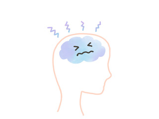 脳疲労や頭痛：元気のない疲れた状態の脳・水色