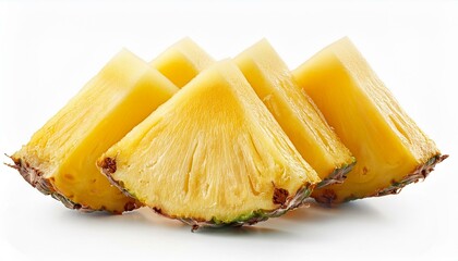 Slice of pineapple. Cut pineapple fruit piece isolated white background
