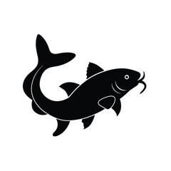 Obraz premium Catfish Silhouette Vector Art and Black Catfish Fish Illustration Design