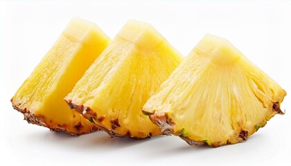 Slice of pineapple. Cut pineapple fruit piece isolated white background