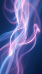 Fototapeta premium Abstract pink and blue light waves on dark background
