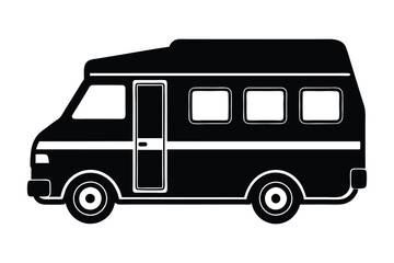 Silhouette of Camper Van vector art illustration1.eps