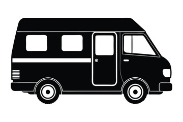Silhouette of Camper Van vector art illustration3.eps