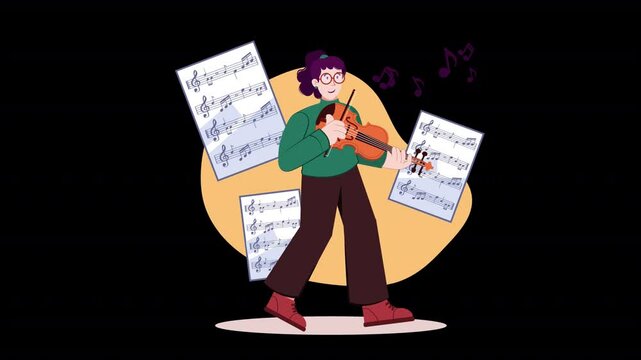 Bring musical characters to life with a flat character animation, showcasing dynamic and expressive performances, ideal for music-related content and promotions.