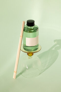 Stylish mockup featuring a product bottle on a minimalist glass stand