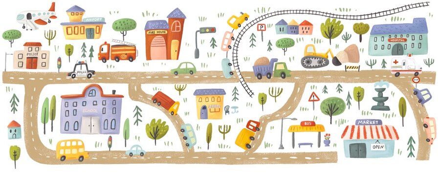 City in cartoon style