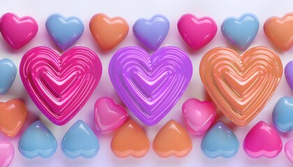 Fototapeta premium Festive Valentine's Day decorations: Sweetheart candies, pastel colors, arranged aesthetically.