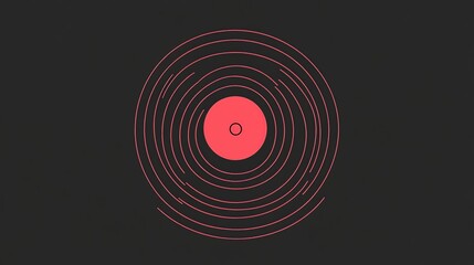 Red vinyl record minimalist design, dark background, music poster