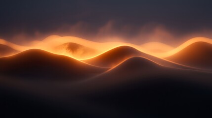 Golden Sunset Over Foggy Mountains A Serene Landscape