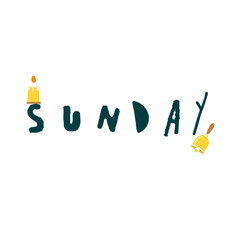 Happy Sunday lettering vector illustration. hand drawn lettering. Happy Sunday typography text vector illustration church-style  doodle decoration