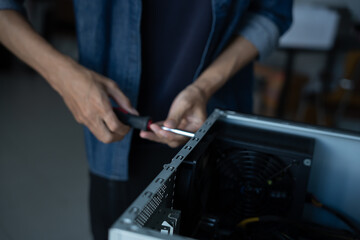 IT Engineer installing Hardware Equipment Development Facility Engineer  Maintenance computer Motherboard Electronic repair shop technology business