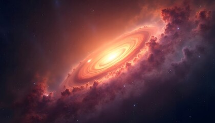 Cosmic Nebula: A Celestial Tapestry of Orange and Crimson