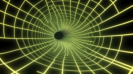 Obraz premium Abstract Neon Grid Tunnel Digital Art