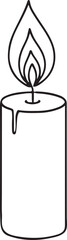 Elegant Line Drawing of a Burning Candle