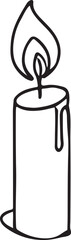 Elegant Line Drawing of a Burning Candle