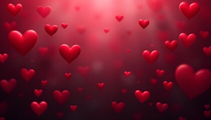 Romantic Red Hearts Floating in Love, Valentine's Day Background, 3D Hearts, Hearts Wallpaper, Red Abstract Background
