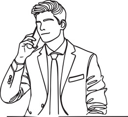 Elegant Line Drawing – Businessman in Conversation