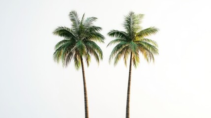 Two palm trees against a bright sky; tropical vacation backdrop