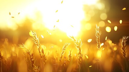 Fototapeta premium Golden Wheat Field at Sunset