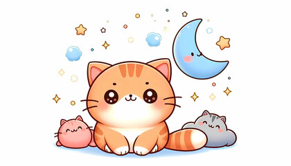 Fototapeta premium illustration of cute cat on white background