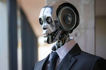 Robot CEO in Business Suit Represents Future of Corporate Leadership