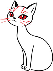 Exquisite Red And Black Cat Line Art , Elegant and Minimalist Designs for All Your Creative Needs Vector