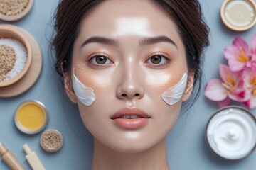 Radiant Glowing Skin Secrets of Young Asian Woman Exploring Facial Rejuvenation Techniques and Skincare Rituals