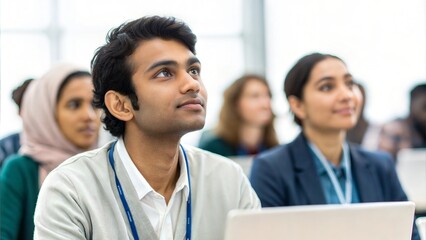 Indian Student Asking Question at Conference
