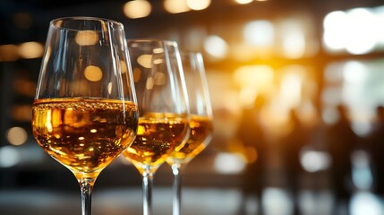 Golden Wine Glasses at a Festive Gathering