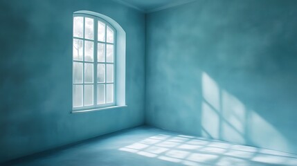Obraz premium Sunlight Streaming Through a Window in a Blue Room