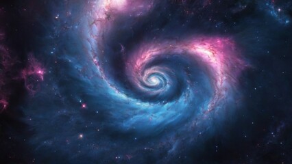 Spiral Galaxy Digital Illustration with Blue, Pink, and Purple Colors Filled with Stars and Nebulae  AweInspiring Universe Beauty