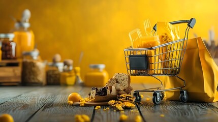 Digital food cart interface displaying a shopping cart with items subtotal and checkout options for a mobile or web based e commerce application or platform