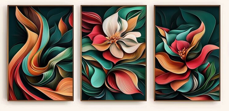 A collection of floral art posters showcasing soft pastel colors.