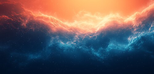 Fototapeta premium Illuminate your designs with a dark grainy gradient background featuring orange, white, blue, and teal tones, ideal for vibrant web and poster headers.
